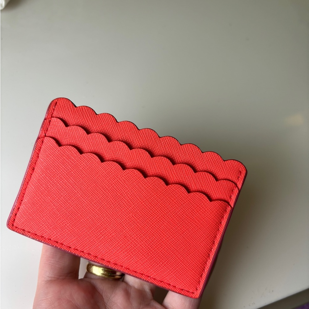 Kate Spade Pink and Red Scalloped Card Case - Picture 2 of 7